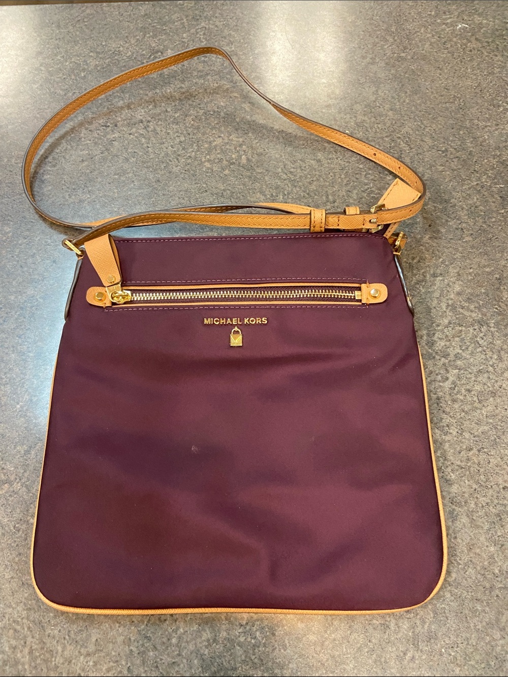 Michael Kors Men's Messenger Bag in Plum with Tan Trim